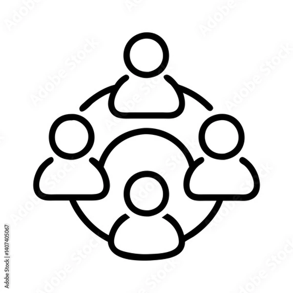 Fototapeta Teamwork collaboration group connection network social circle organization people icon vector