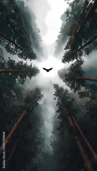 Fototapeta Dramatic Sky with Stormy Clouds, Smoke, Fog, and Moonlight Reflecting on Water at Night, Creating an Abstract Weather Landscape