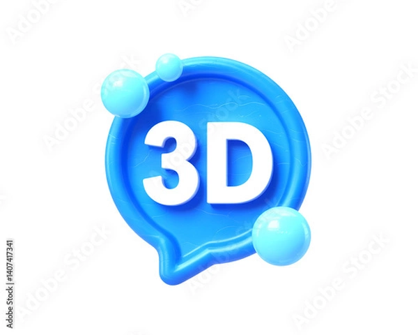 Fototapeta 3D Chat Bubble with Typing Dots Isolated on transparent background