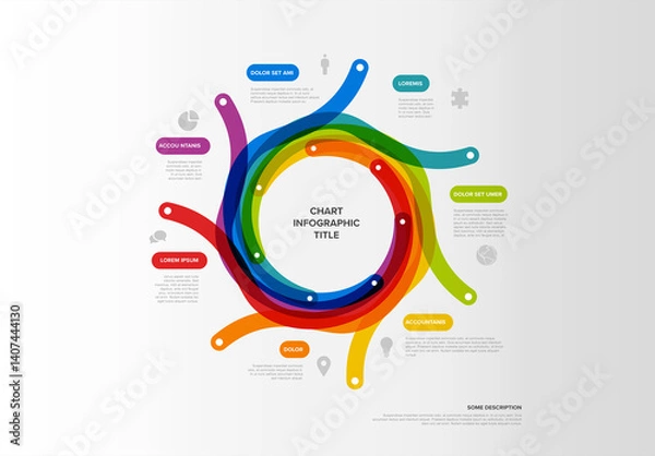 Obraz Rainbow Colorful Circular Infographic Chart Design Template with labeled sections