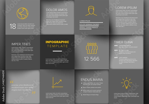 Obraz Modern Infographic Template with Grey and Yellow Design Layout 
