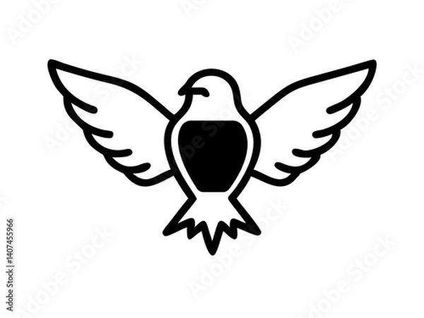 Fototapeta A stylized, black line drawing of a falcon in flight.