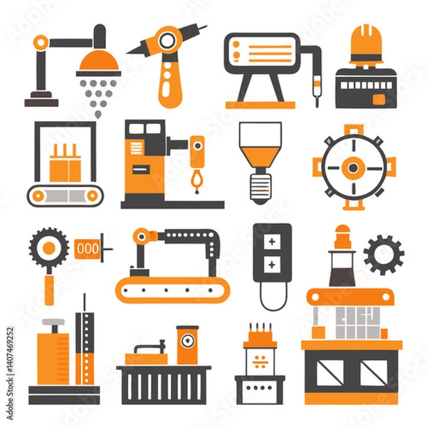 Fototapeta Industry Automation Factory Technology Machine Robotic vector illustration