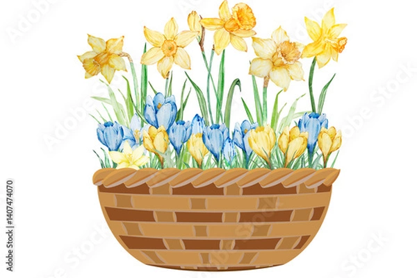 Obraz yellow daffodils in basket