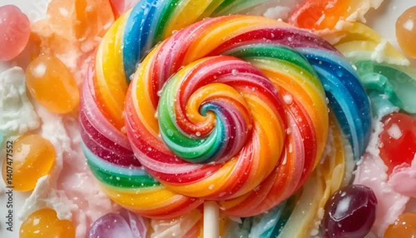 Fototapeta colorful lollipop on a white background