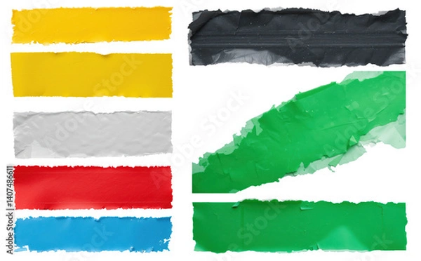 Obraz Crumpled adhesive tape set isolated on transparent background.