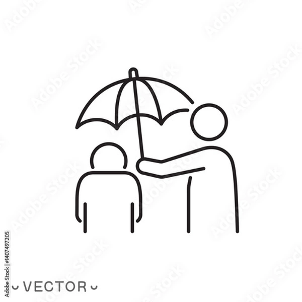 Fototapeta friend support icon, human with psychological problem concept, mental health, thin line symbol isolated on white background, editable stroke eps 10 vector illustration