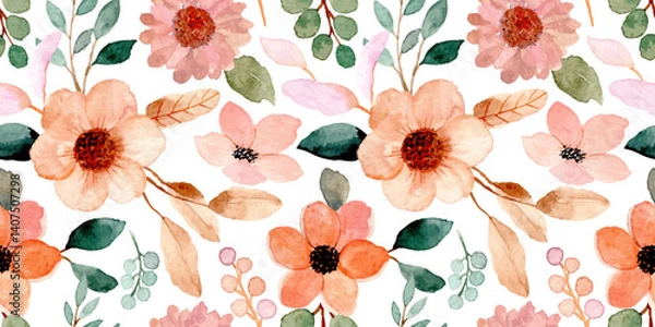 Obraz Delicate Watercolor Floral Seamless Pattern