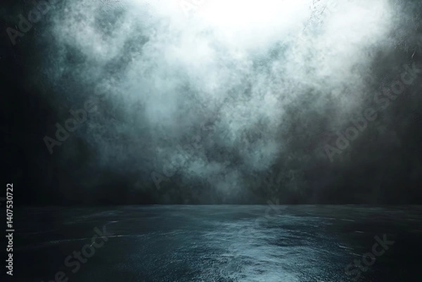 Obraz Darkroom concrete floor with foggy effect or stage background for product
