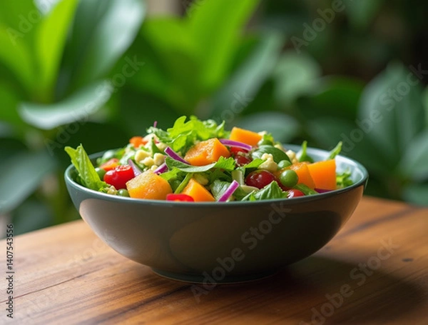 Obraz Bowl of fresh raw vegetables salad