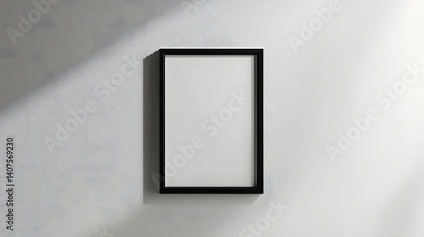 Fototapeta Minimalist Black Frame Mockup on Textured Wall with Vertical Blank Poster