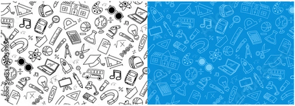 Fototapeta school pattern doodle hand drawing background back to school