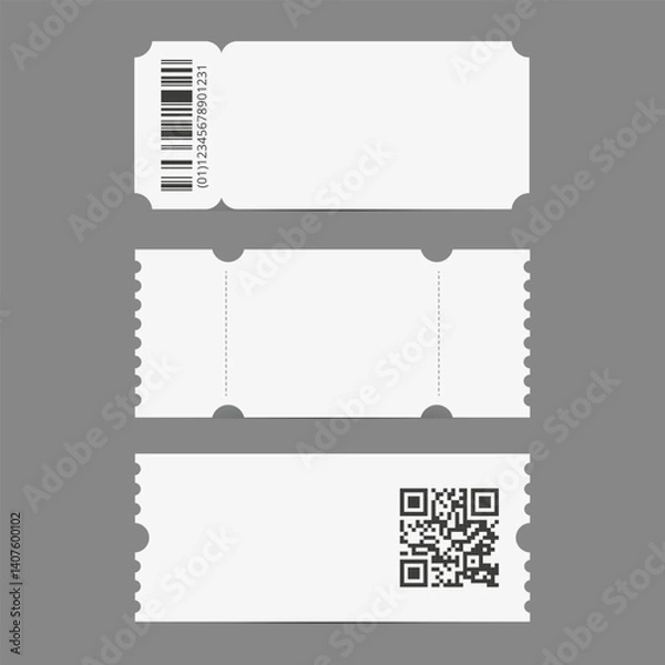 Fototapeta set of vector empty tickets