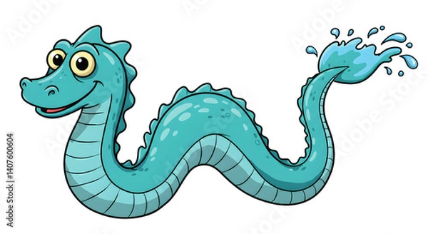 Fototapeta Aquatic Charm: A whimsical, light blue seahorse glides through the ocean, exuding a cheerful demeanor and capturing the imagination.