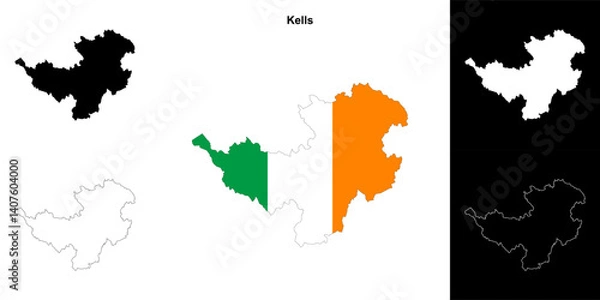 Fototapeta Kells district blank outline map set