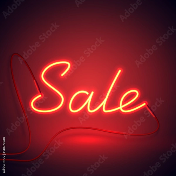 Fototapeta neon sign sale red and orange color-01