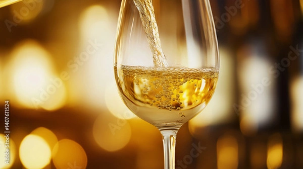 Fototapeta A high-resolution capture revealing elegant assortment of barware: champagne flute, white wine glass, spitzer, french 75, grappa, & more on a polished tabletop - perfect for aperitif hour.