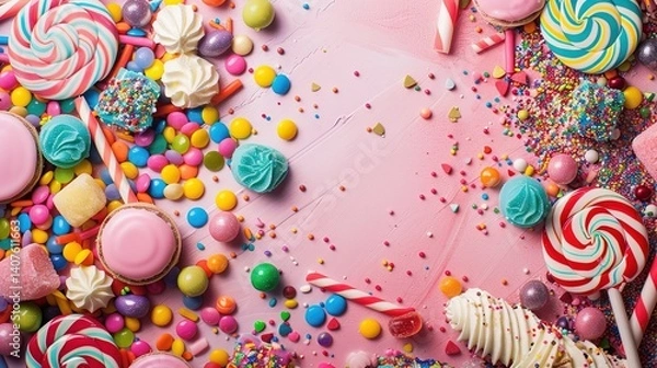 Fototapeta Add a Dash of Festive Cheer with Our Festival - Themed Candy and Dessert Backgrounds! These aren't just ordinary backdrops; they're edible - inspired works of art designed to capture the essence of ev