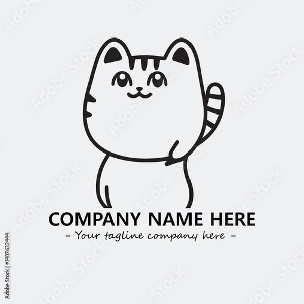 Fototapeta Cat character illustration black and white for logo company vector image
