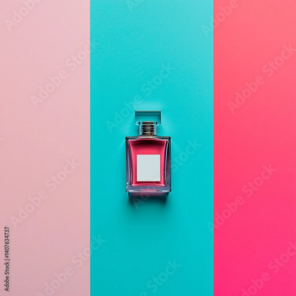 Obraz perfume bottle, with empty sticker on it, beautiful delicate background