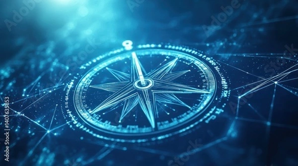 Fototapeta Digital compass navigating digital landscape