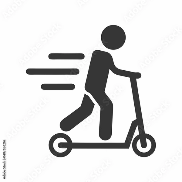 Obraz Kick Scooter Rider Minimal Vector Icon.