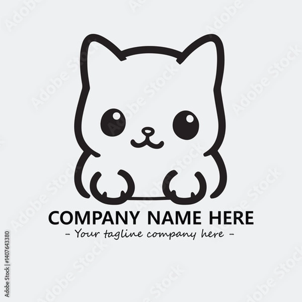 Fototapeta Cat character illustration black and white for logo company vector image
