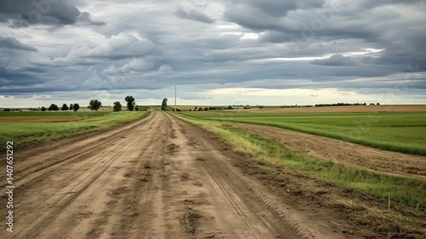 Obraz countryside plowed road