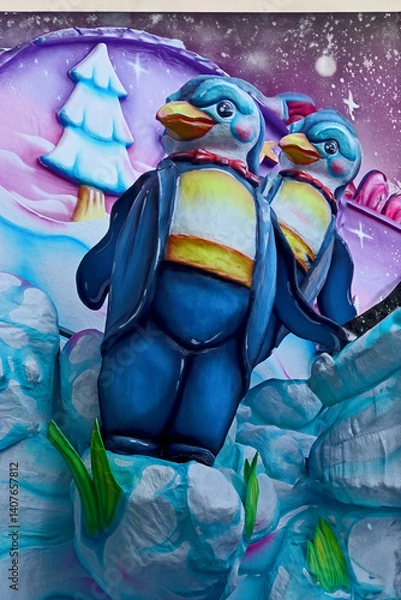 Fototapeta Pinguini in festa
