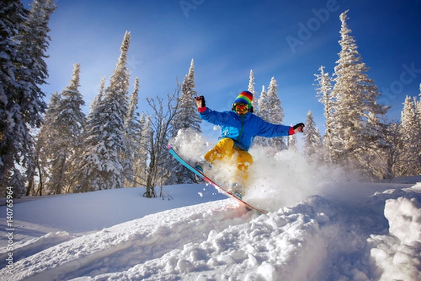Obraz Snowboarder jumping