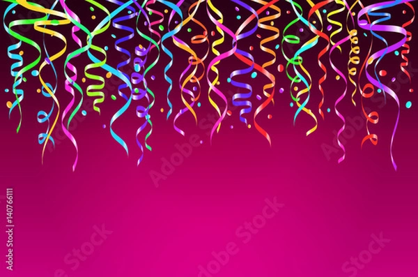 Obraz Vector Illustration of colorful Confetti decoration for Design, Website, pink Background, Banner. Holiday party Element Template. Festival object isolated