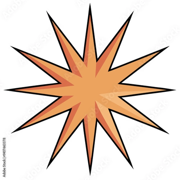 Fototapeta A radiant, peach-colored starburst explodes with energy and warmth, a vibrant symbol of joy and optimism in a simple, bold graphic style.