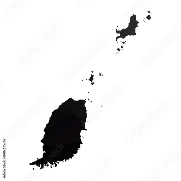 Obraz Abstract Polygon - Low Poly Color Black Grenada map. Vector Illustration eps10.