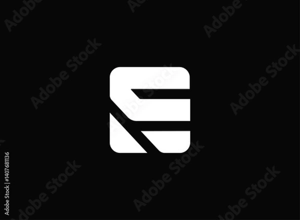 Obraz E letter Monogram creative modern black Initial letters logo design letter linked rounded white background logo