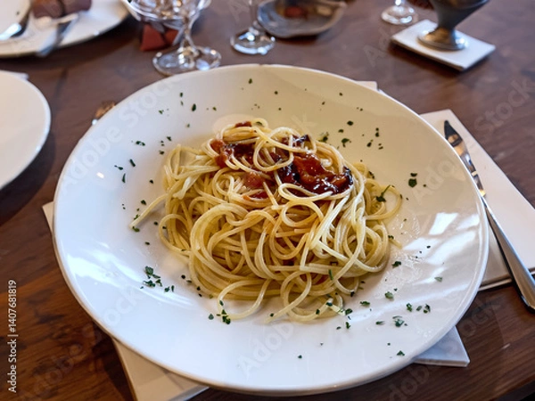 Fototapeta Spaghetti al Pomodoro con Prezzemolo