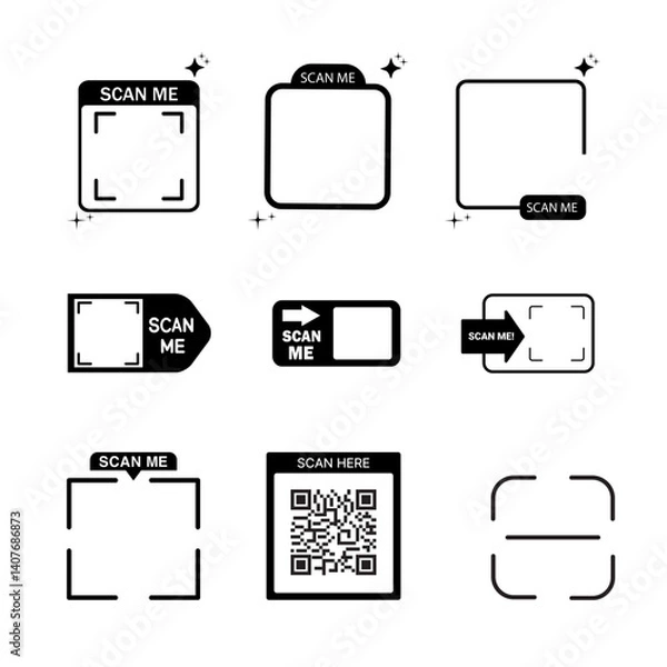Fototapeta Icon set Scan Me Barcode, Simple Icon Vector Design, best used for presentation, application, QR code. Illustation vector. 