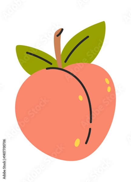 Obraz Sweet peach fruit hand drawn