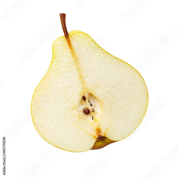 Fototapeta Sliced Chinese pear showcasing natural texture and seeds on a pristine transparent background, emphasizing freshness and simplicity in fruit presentation, Chinese pear slice on transparent background