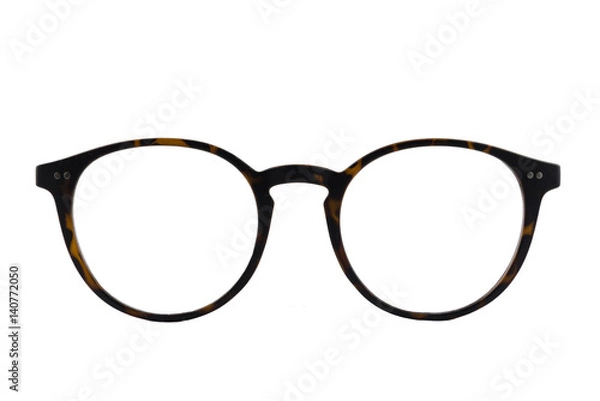 Obraz Isolated tortoiseshell retro round eyeglasses frame on white background