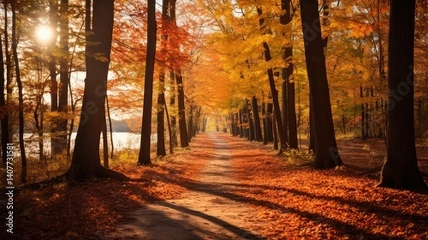 Fototapeta forest fall winter