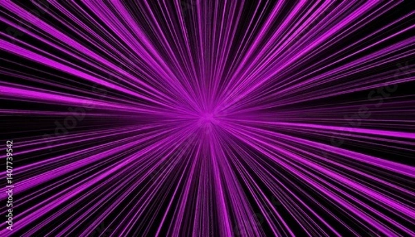 Fototapeta Purple Anime Velocity A Dynamic Epic of HighSpeed Action, Illustrated through Intricate Radial Lines and Comic Flash Motion, Blending Mystery and Energy within a Vibrant, Black Backdrop.