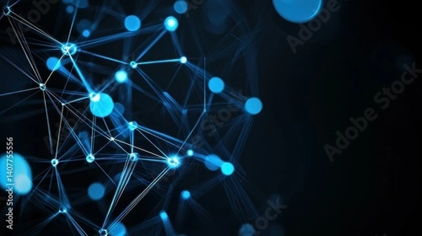 Fototapeta Abstract blue network illustration conveying digital connections and innovation.