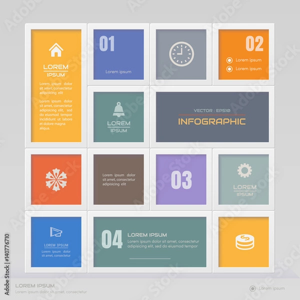 Fototapeta Infographics design template with icons, process diagram, vector eps10 illustration