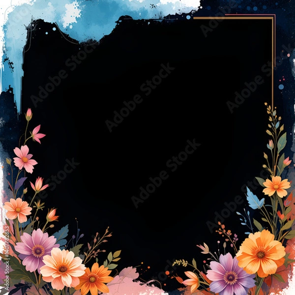 Obraz grunge frame with flowers