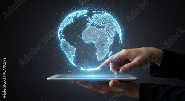 Fototapeta Global Network and Digital Connection