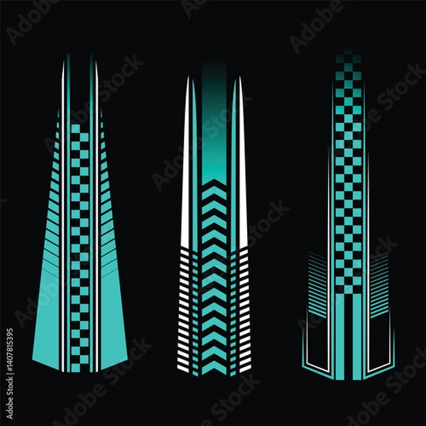 Fototapeta Angled blue checkered patterns vertical