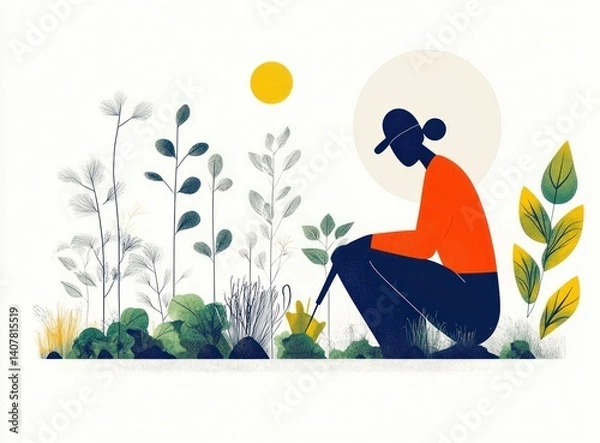 Obraz Erosion Control Gardening Concept Illustration for Environmental Protection and Ecosystem Management