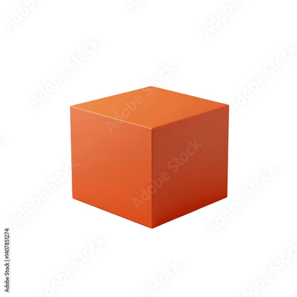 Fototapeta Orange Cube 3D Render Minimalist Geometric Shape for Product Display or Background