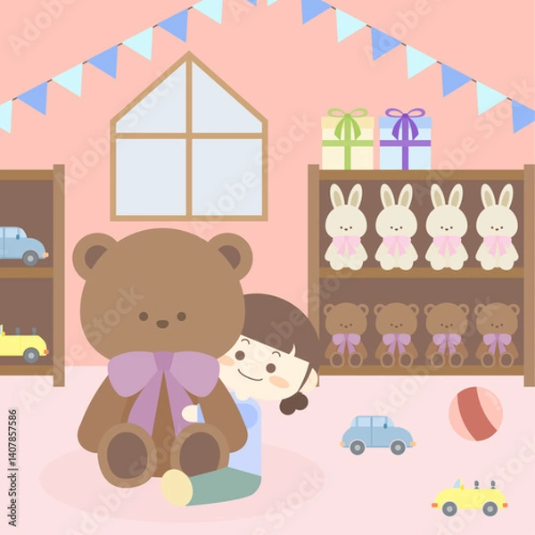 Obraz 인형과 함께하는 아이의 행복한 놀이방