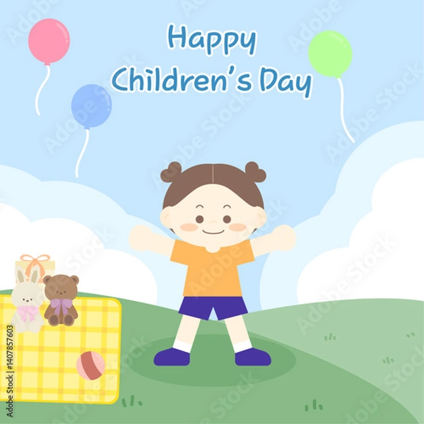 Obraz 어린이날 야외에서 신나게 노는 아이